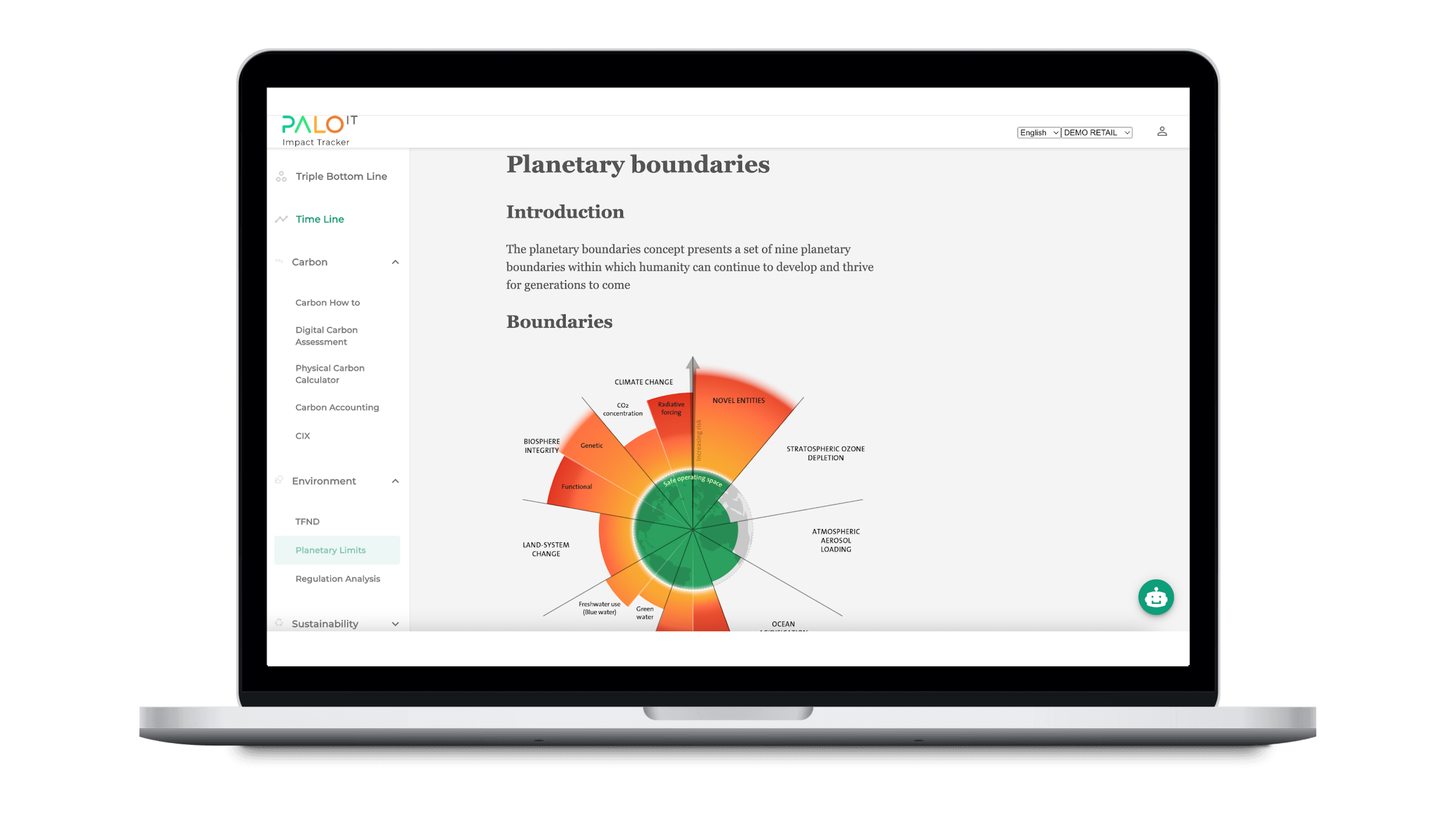 carbon accounting, carbon footprint tracker, carbon tracking, carbon measure tool, esg reporting tool, palo it impact tracker tablet