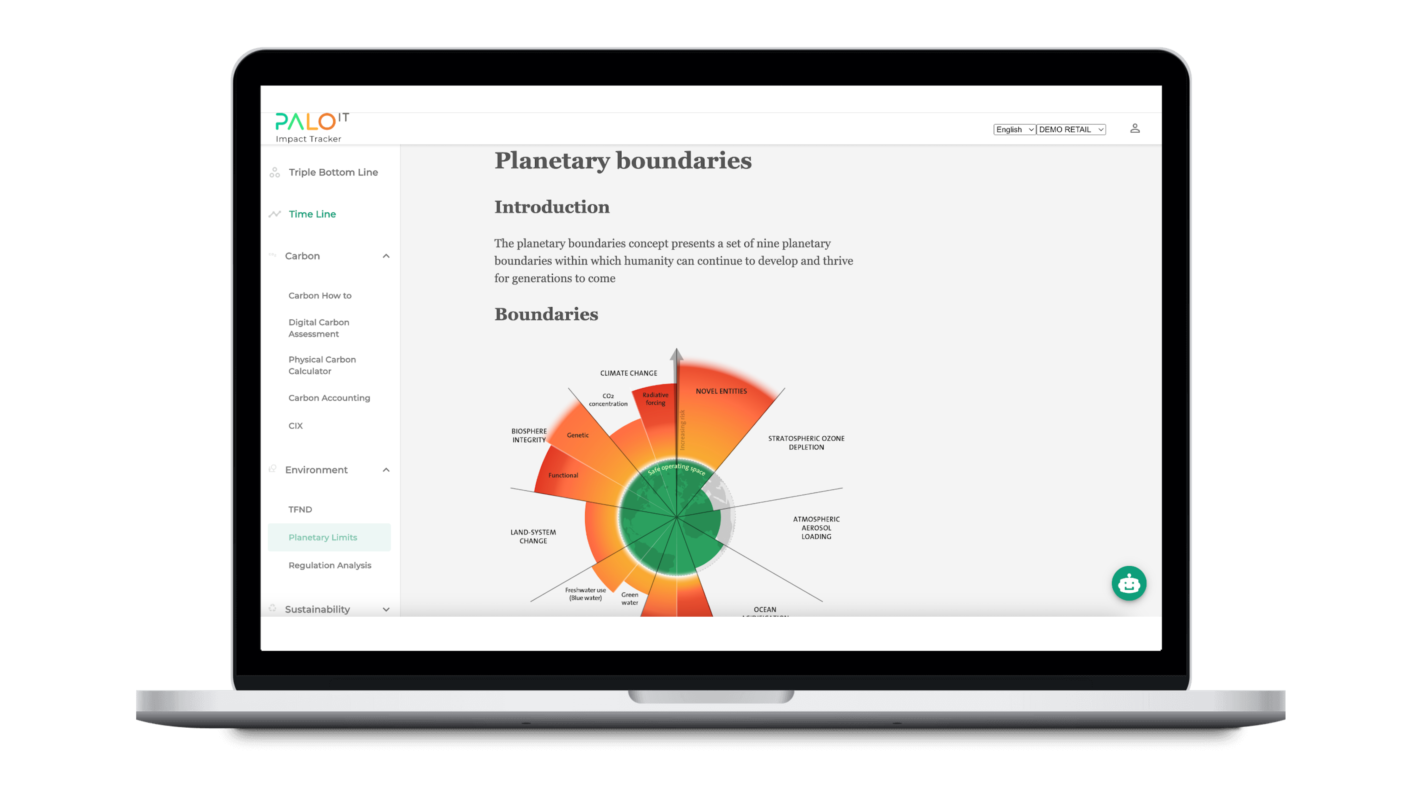 carbon accounting, carbon footprint tracker, carbon tracking, carbon measure tool, esg reporting tool, palo it impact tracker tablet